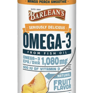 Bottle of Barlean’s Omega – 3 Mango Peach Smoothie
